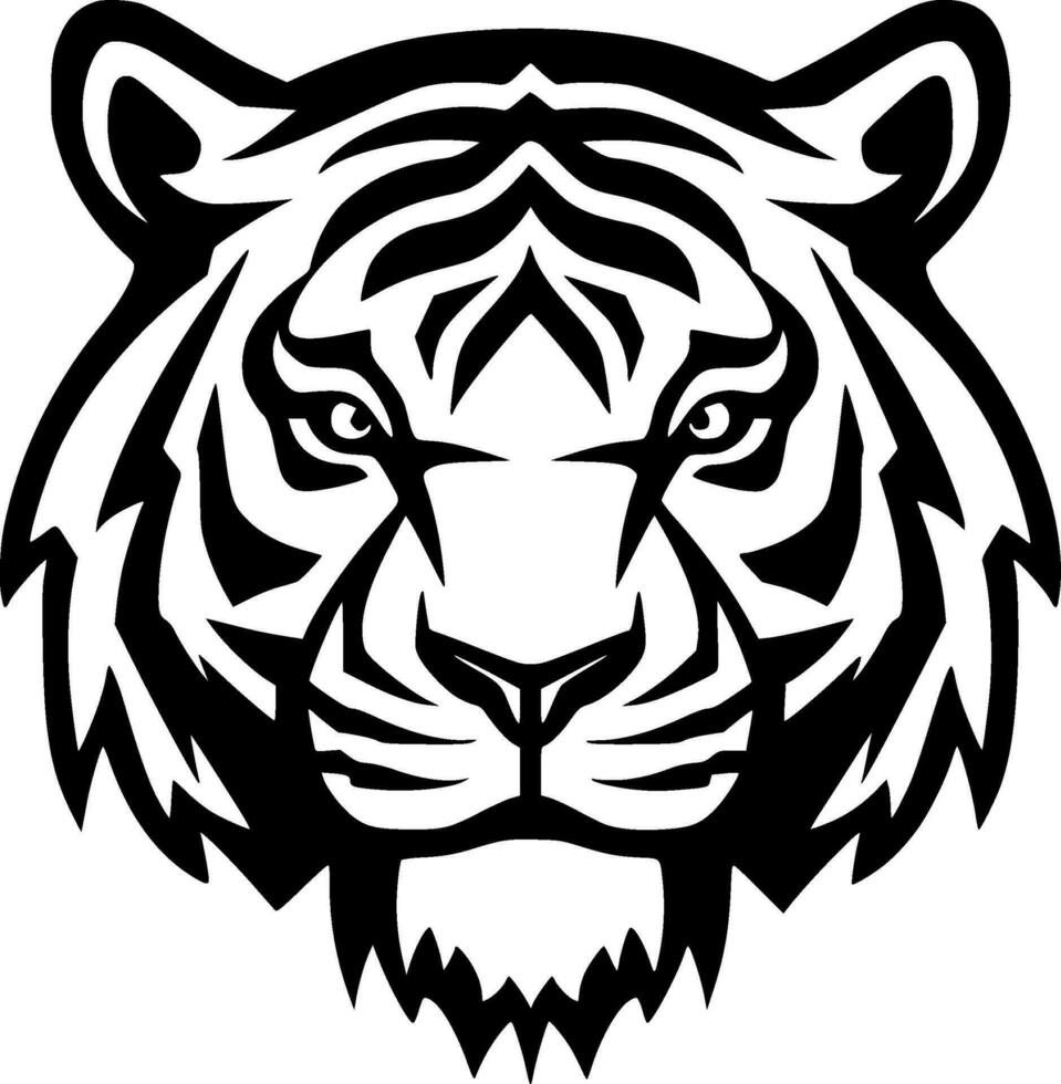 Tigre - negro y blanco aislado icono - vector ilustración