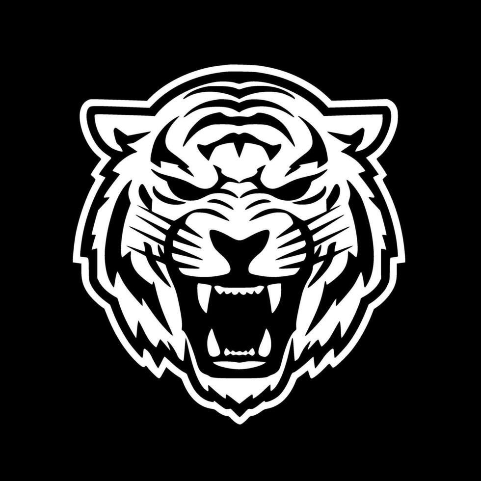 Tigre - negro y blanco aislado icono - vector ilustración