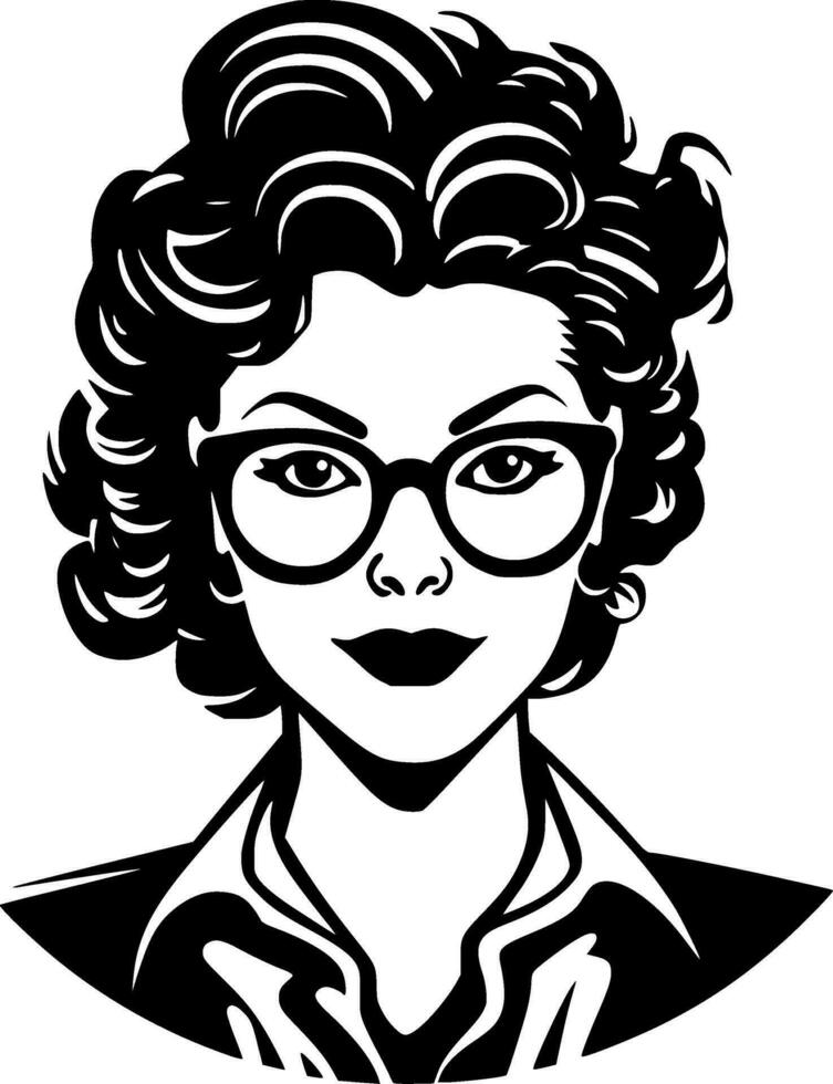 Teacher, Black and White Vector illustration