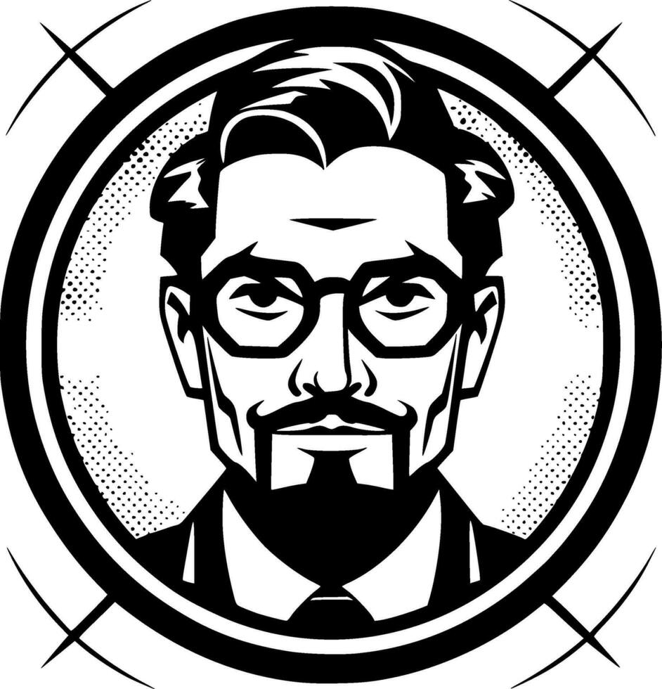 profesor - negro y blanco aislado icono - vector ilustración