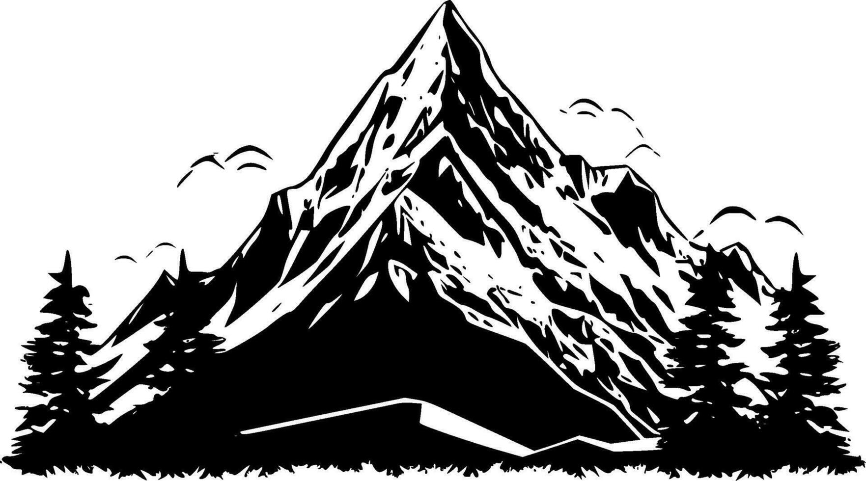 Mountains - Black and White Isolated Icon - Vector illustration