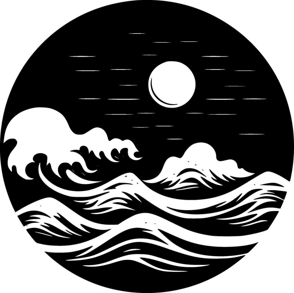 Ocean, Minimalist and Simple Silhouette - Vector illustration