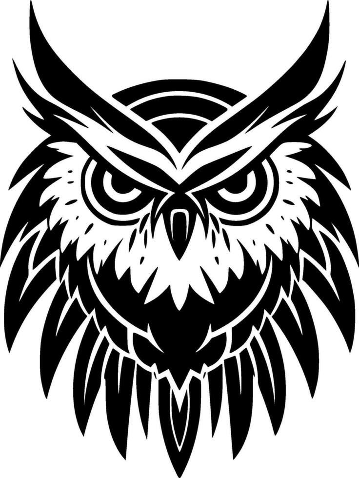 Owl, Black and White Vector illustration