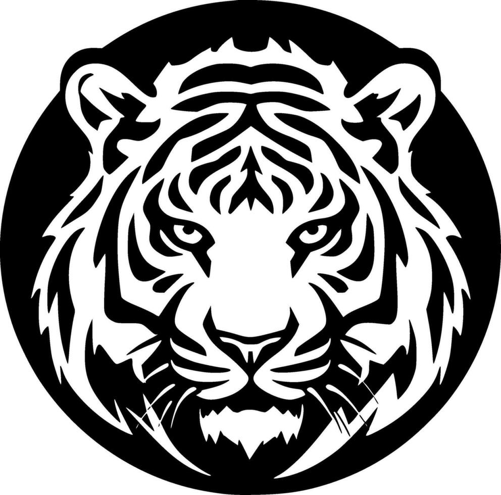 Tiger, Black and White Vector illustration