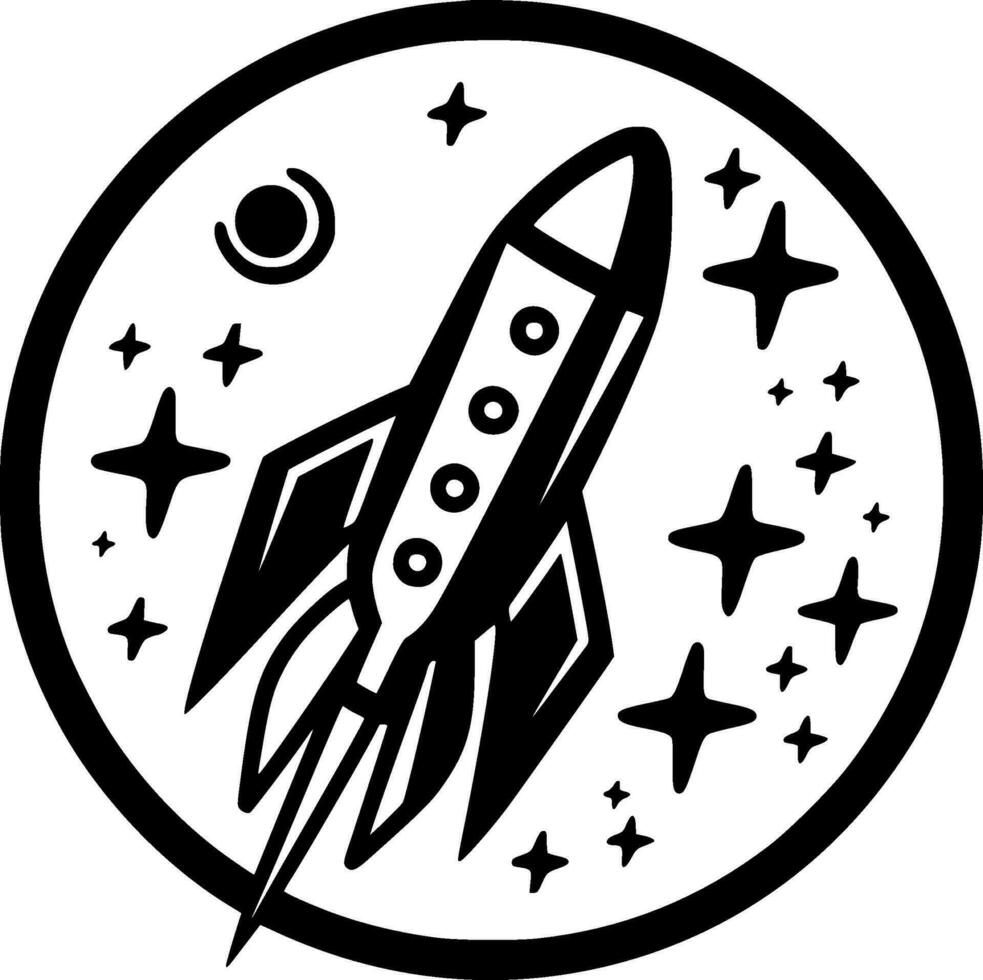Rocket - Black and White Isolated Icon - Vector illustration