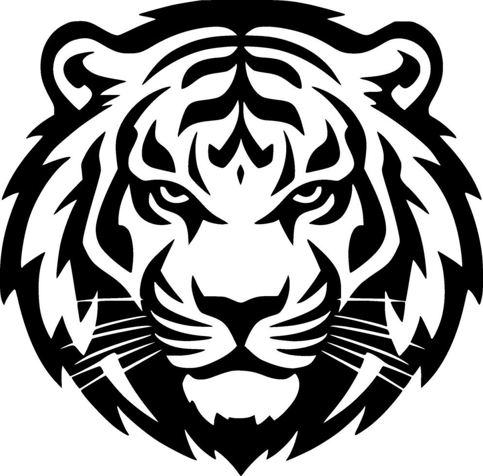 Tigre - negro y blanco aislado icono - vector ilustración