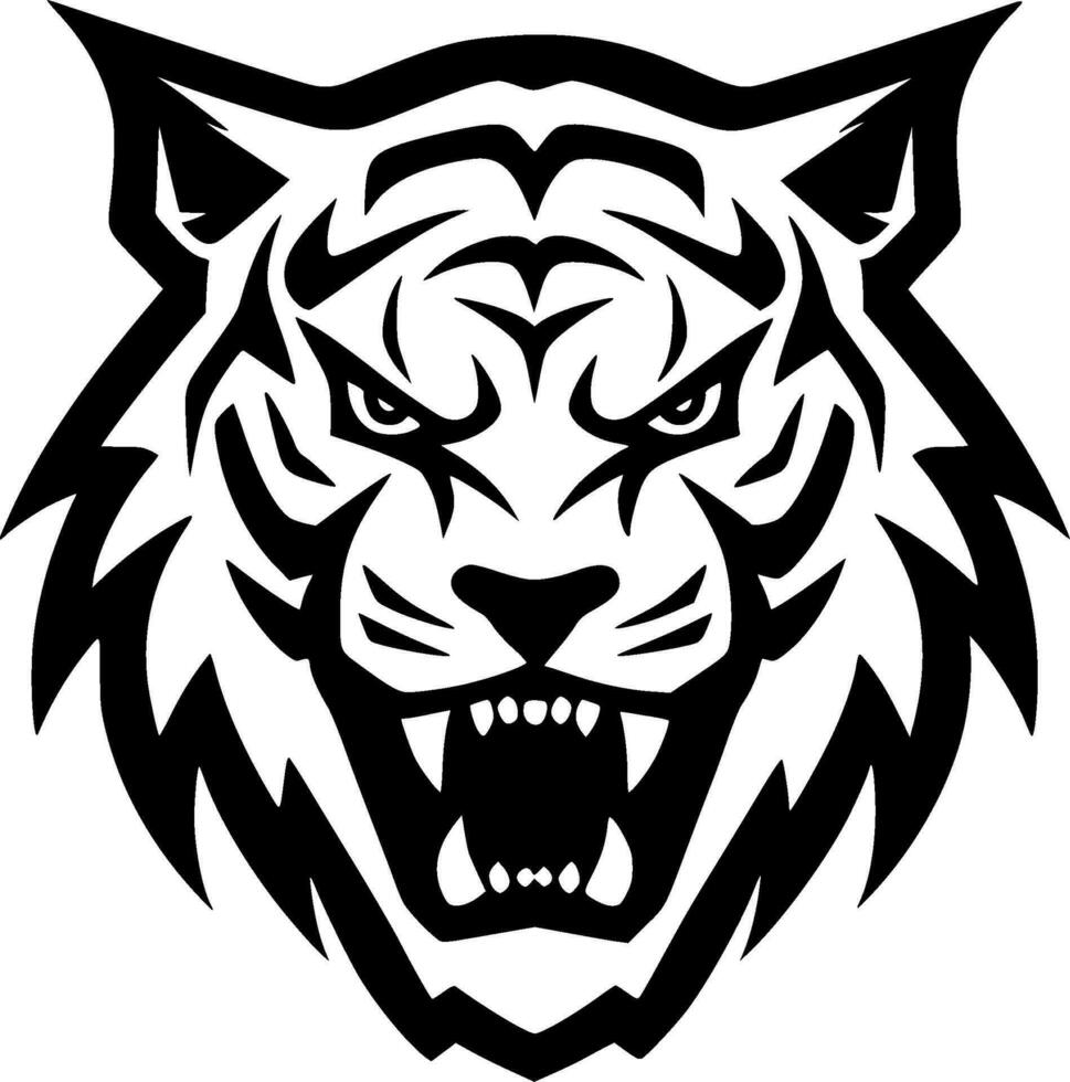 Tiger, Black and White Vector illustration