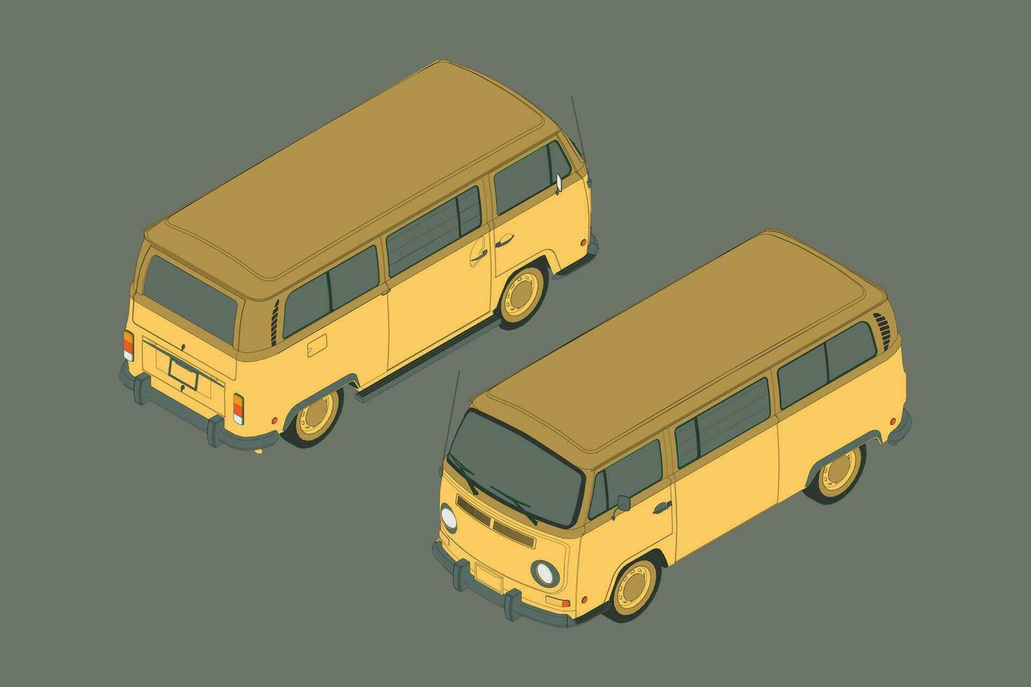 Illustration Van isometic, front-back, vetor vector