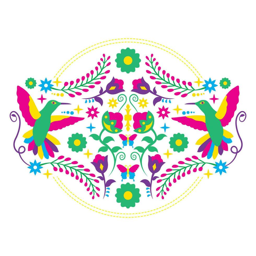 Traditional Mexican flower embroidery vector illustration design