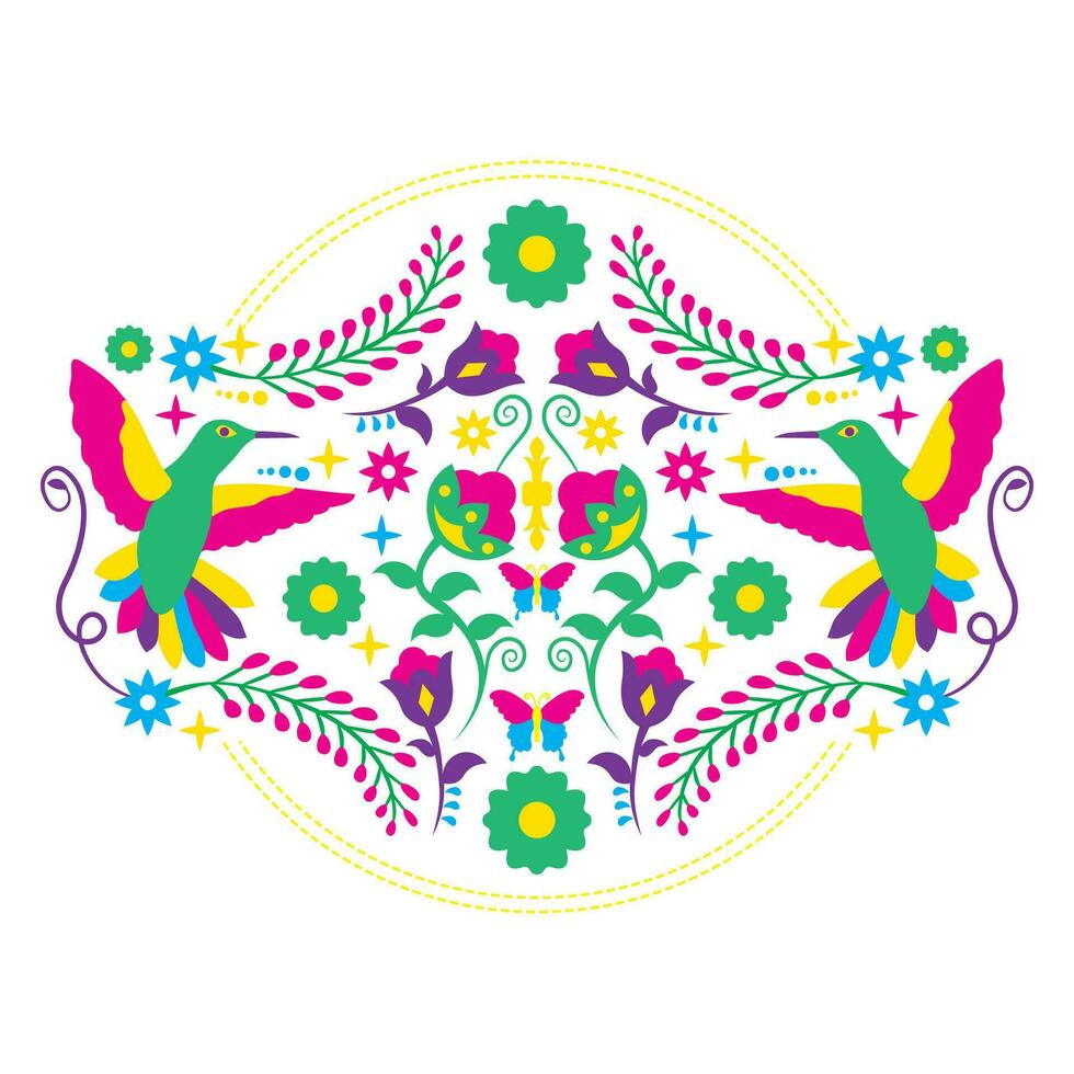 Traditional Mexican flower embroidery vector illustration design