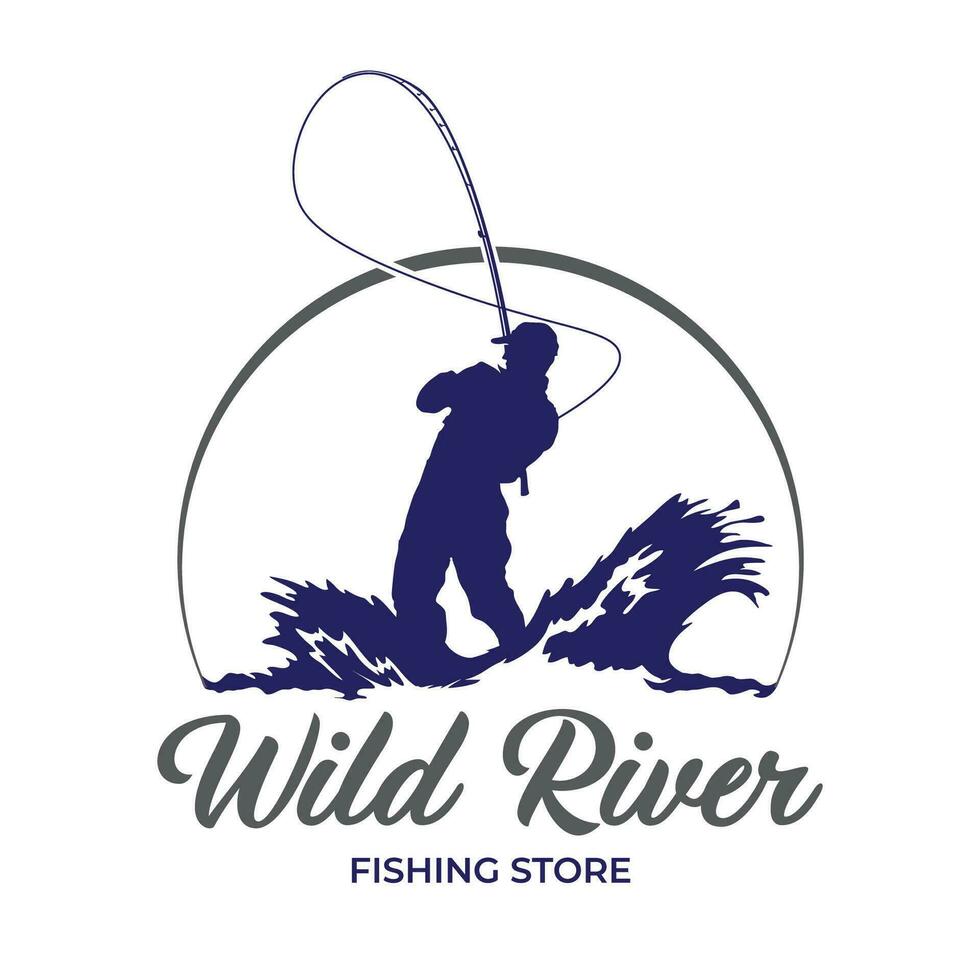 A man Fishing vector illustration, perfect for t shirt design and fishing club logo