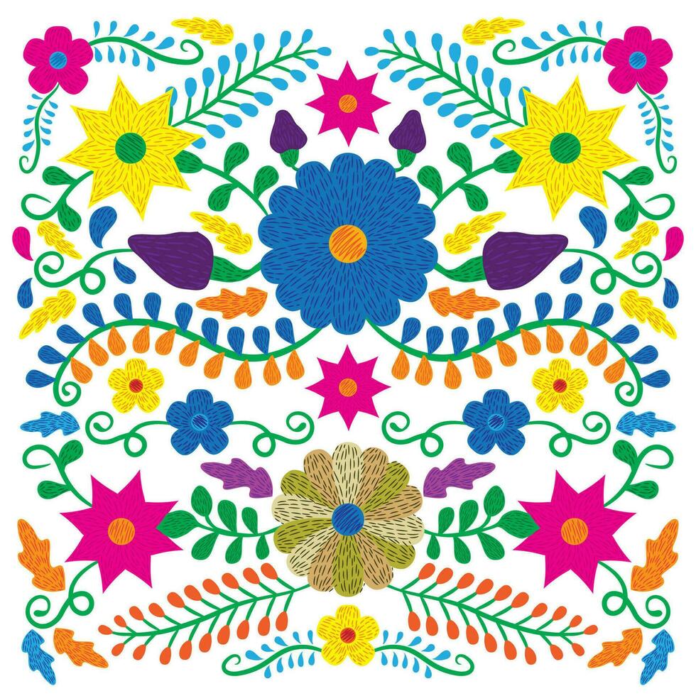 tradicional mexicano flor bordado vector ilustración diseño