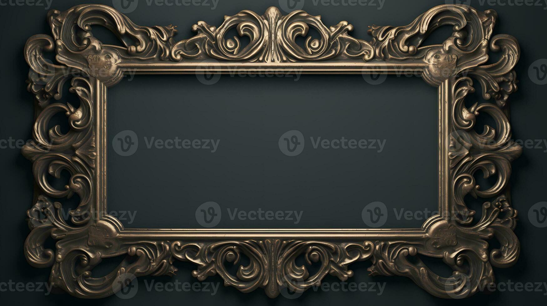 vintage luxury golden frame on black background photo