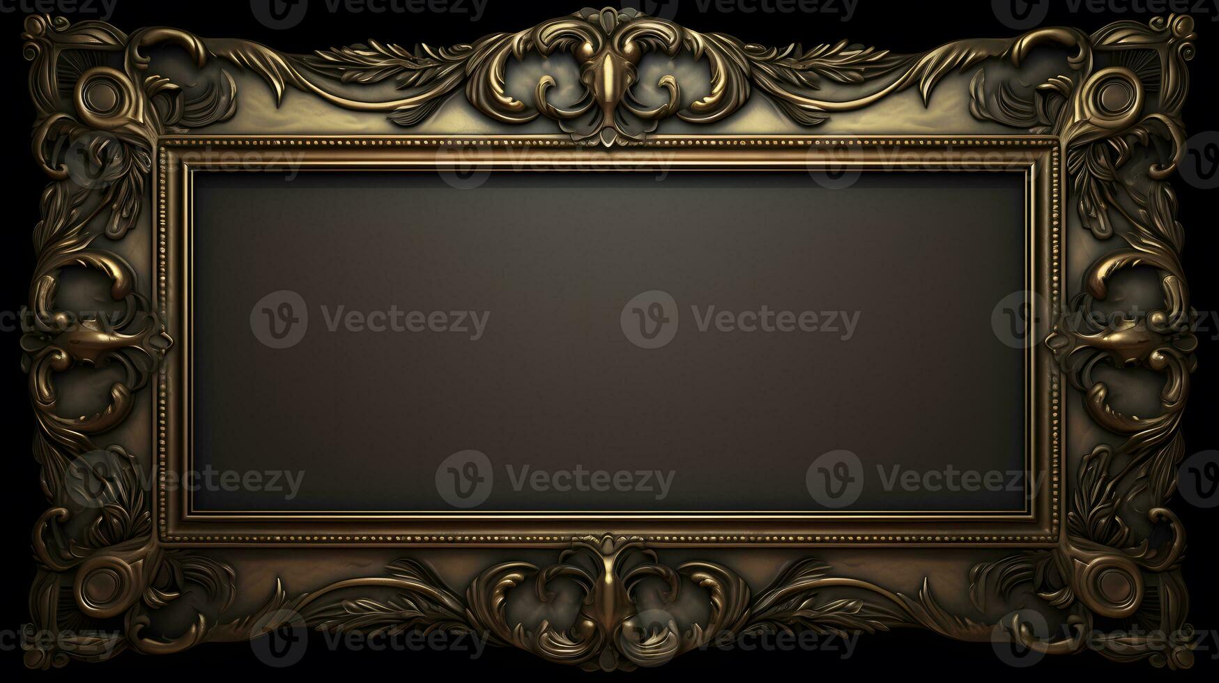 vintage luxury golden frame on black background photo