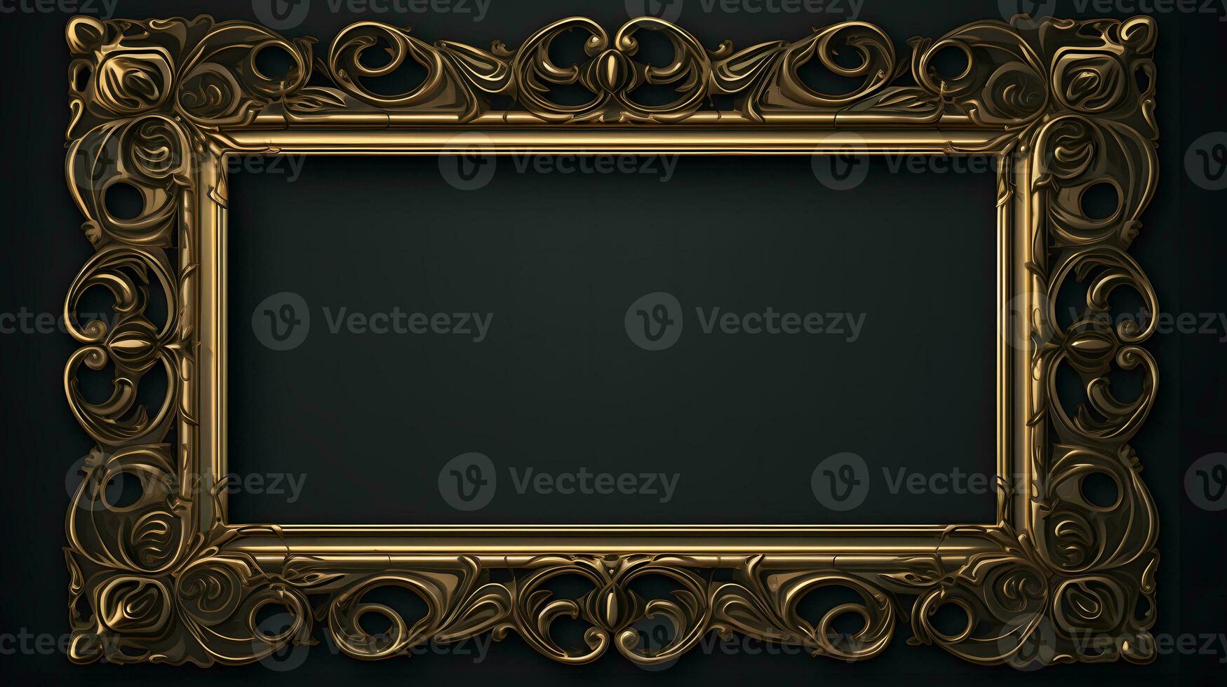 vintage luxury golden frame on black background photo