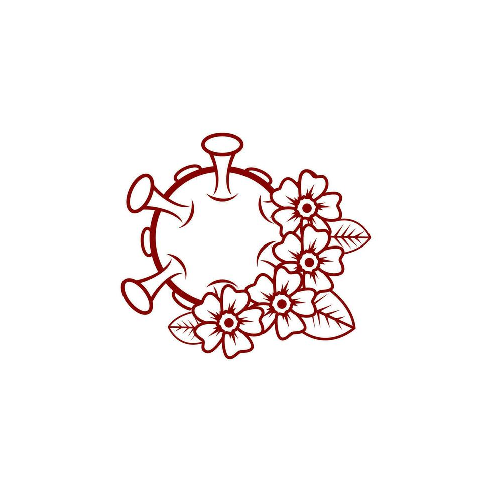 Rosa flor coronavirus ilustración diseño vector