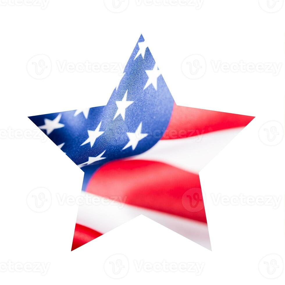 American flag in star shape isolated on white background photo