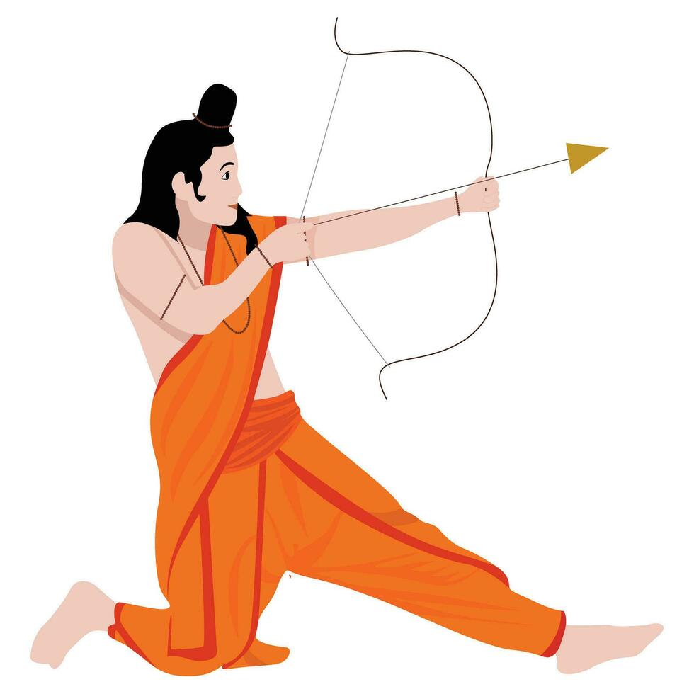 hindu god rama with bow and arrow in vijayadashami vector