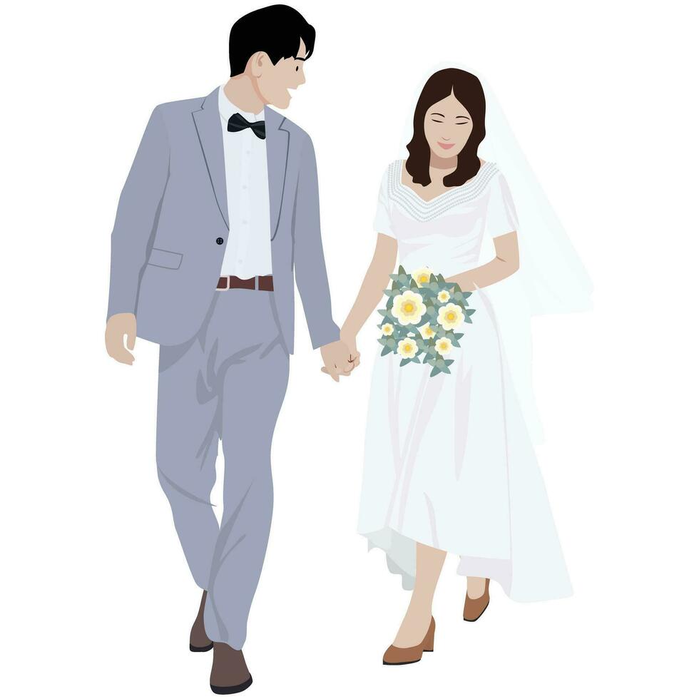 indonesian christian wedding couple vector