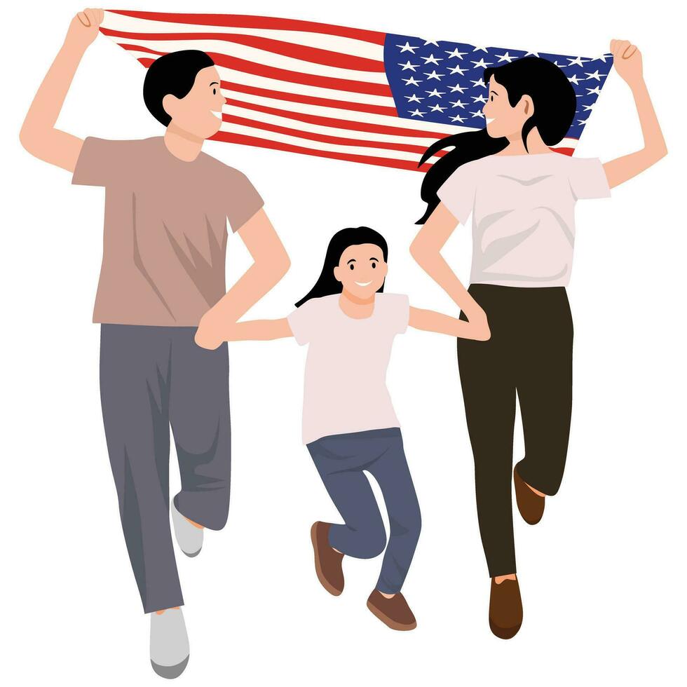 americano familia en unido estados independencia día vector