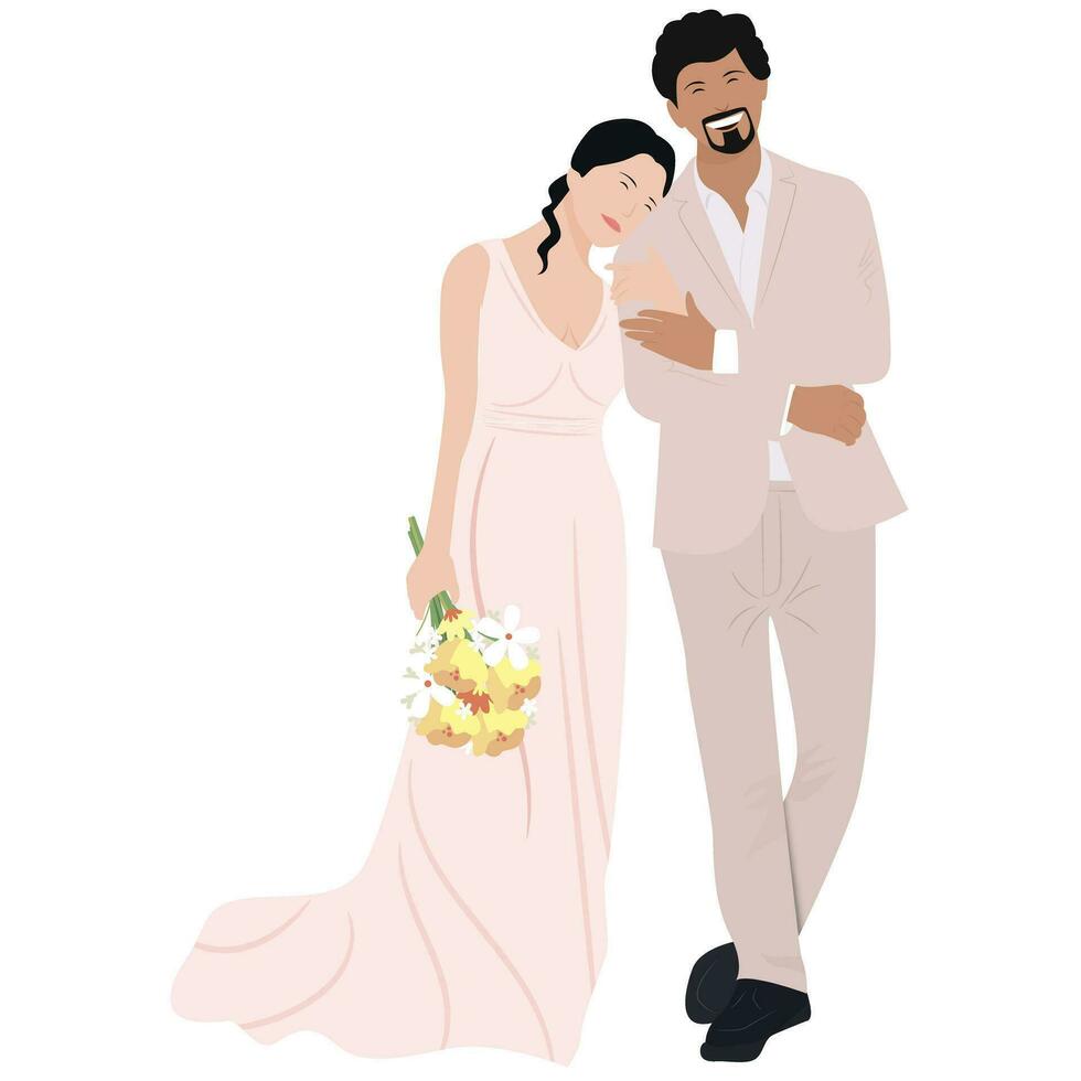 Christian wedding couple in western attire vector