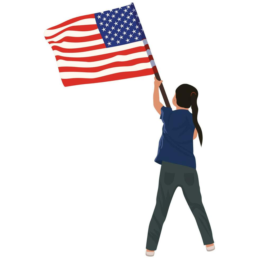 American girl with flag on United States independence day 27600883