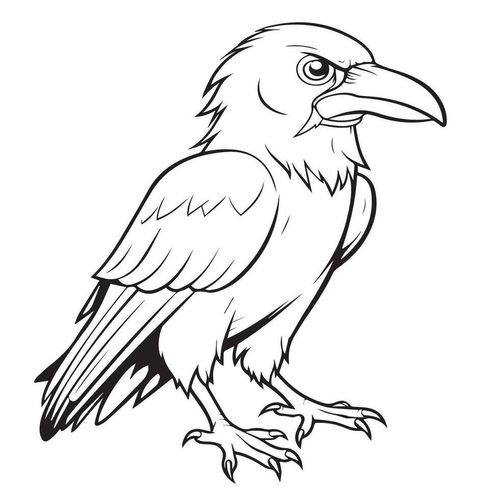 cute crow on halloween coloring page vector