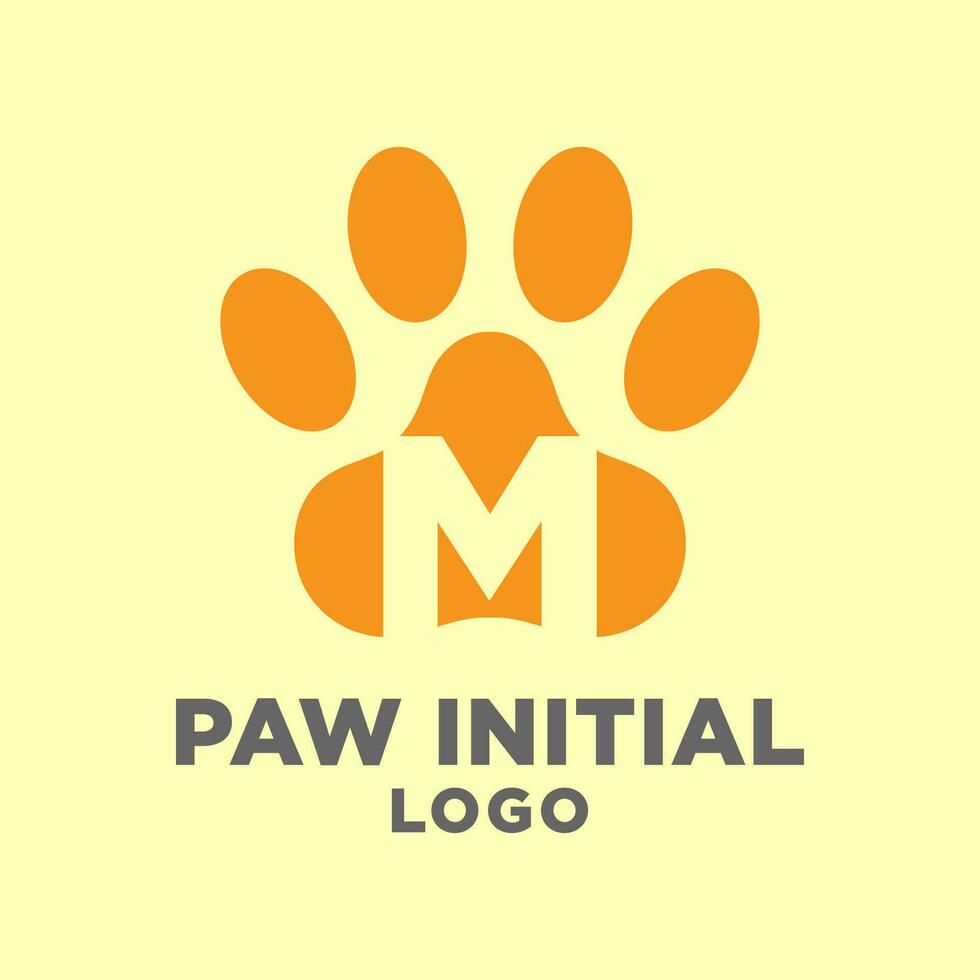 letter M dog paws initial vector logo design