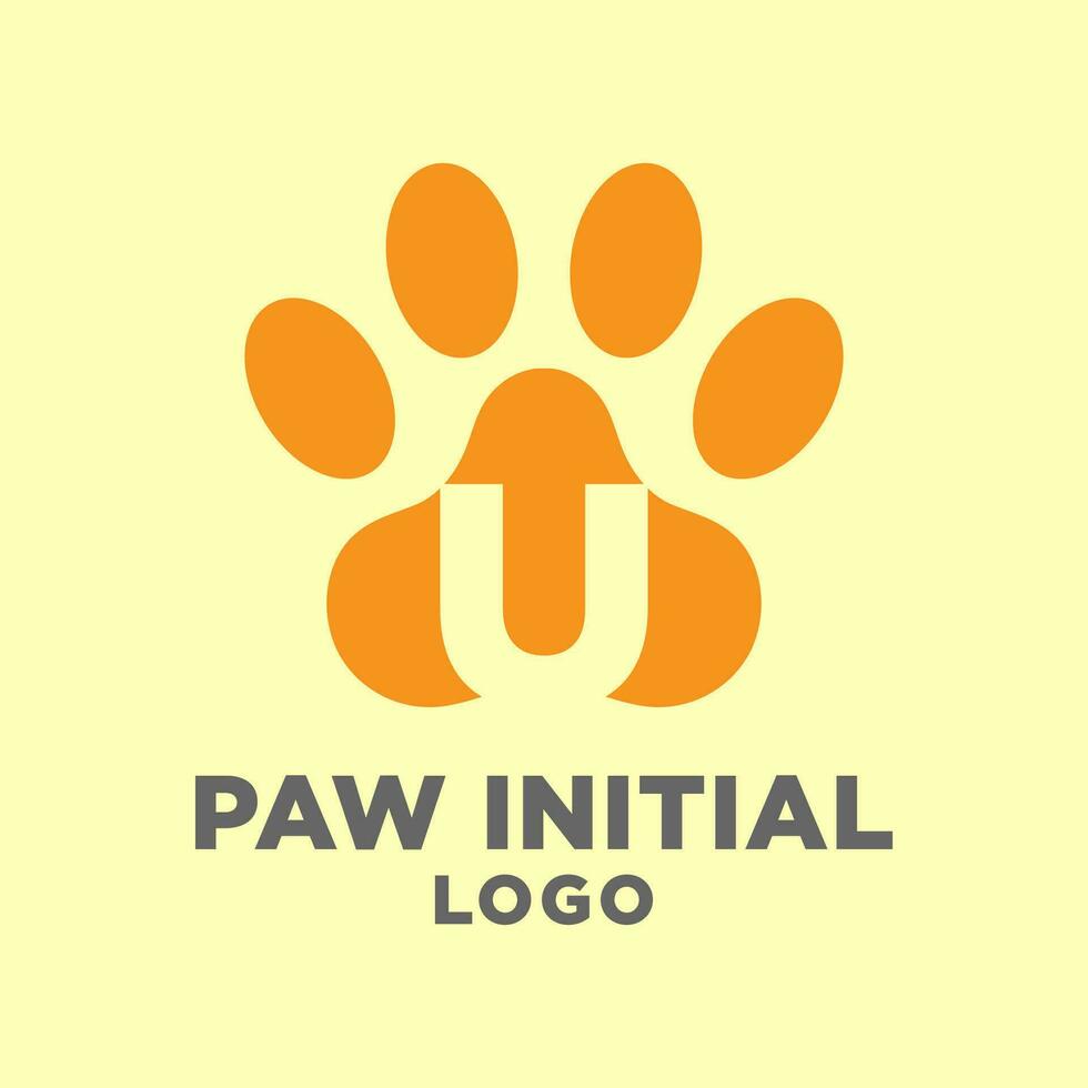 letter U dog paws initial vector logo design