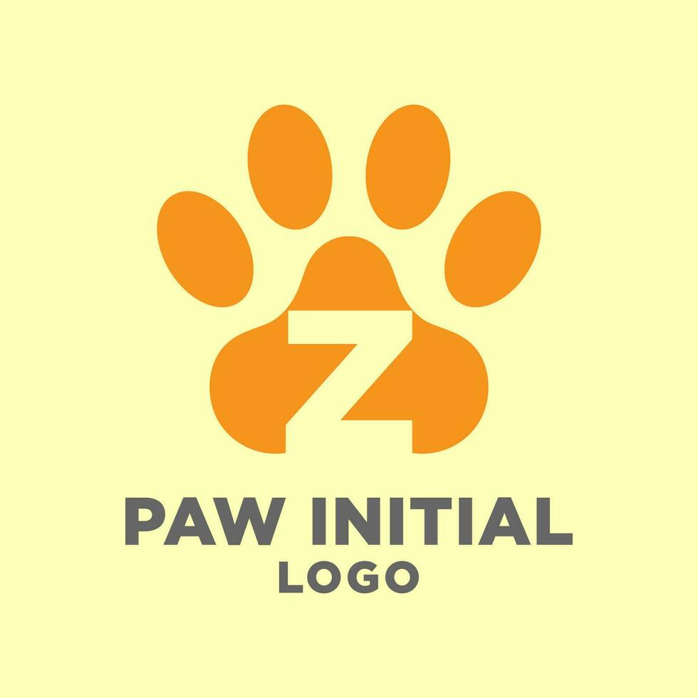 letter Z dog paws initial vector logo design