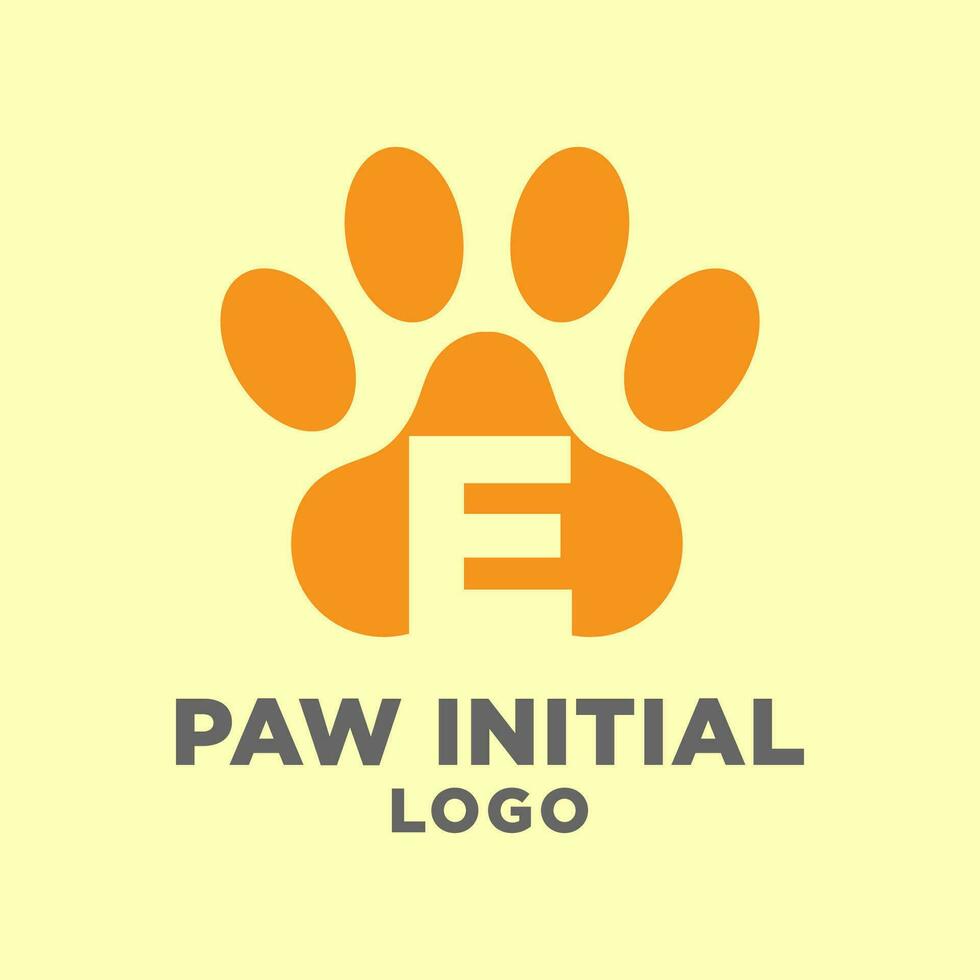 letter E dog paws initial vector logo design