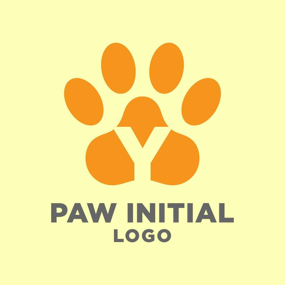 letter Y dog paws initial vector logo design