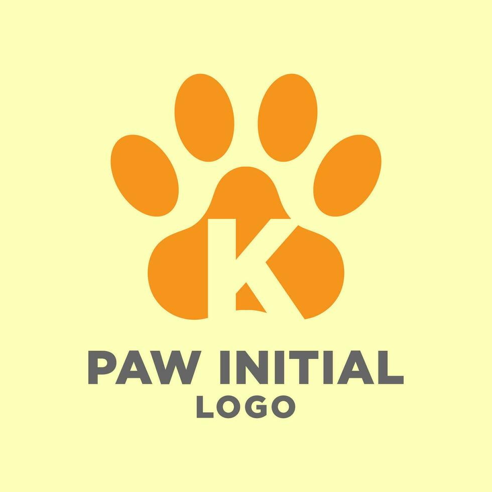 letter K dog paws initial vector logo design