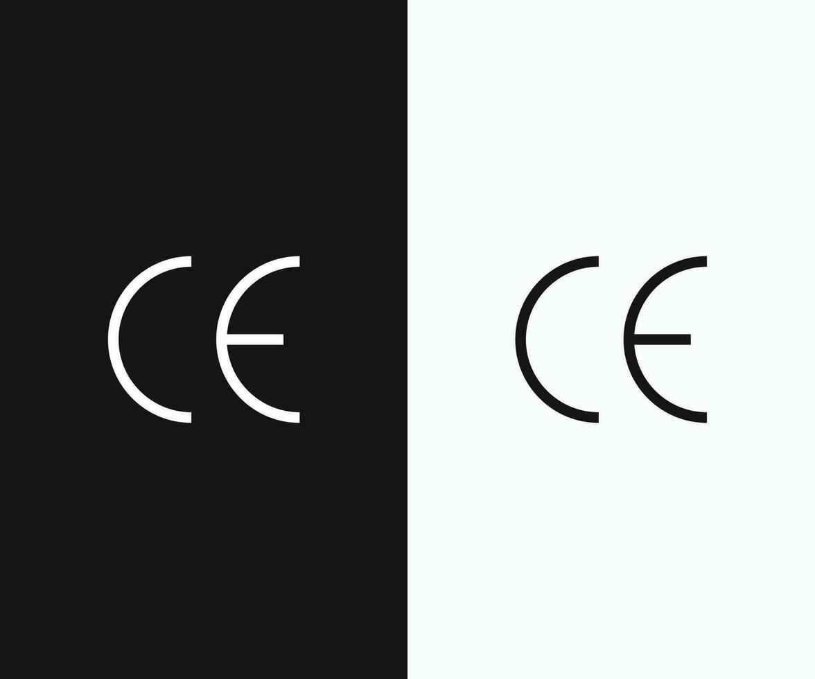 CE mark symbol white and black colored. CE mark vector icon