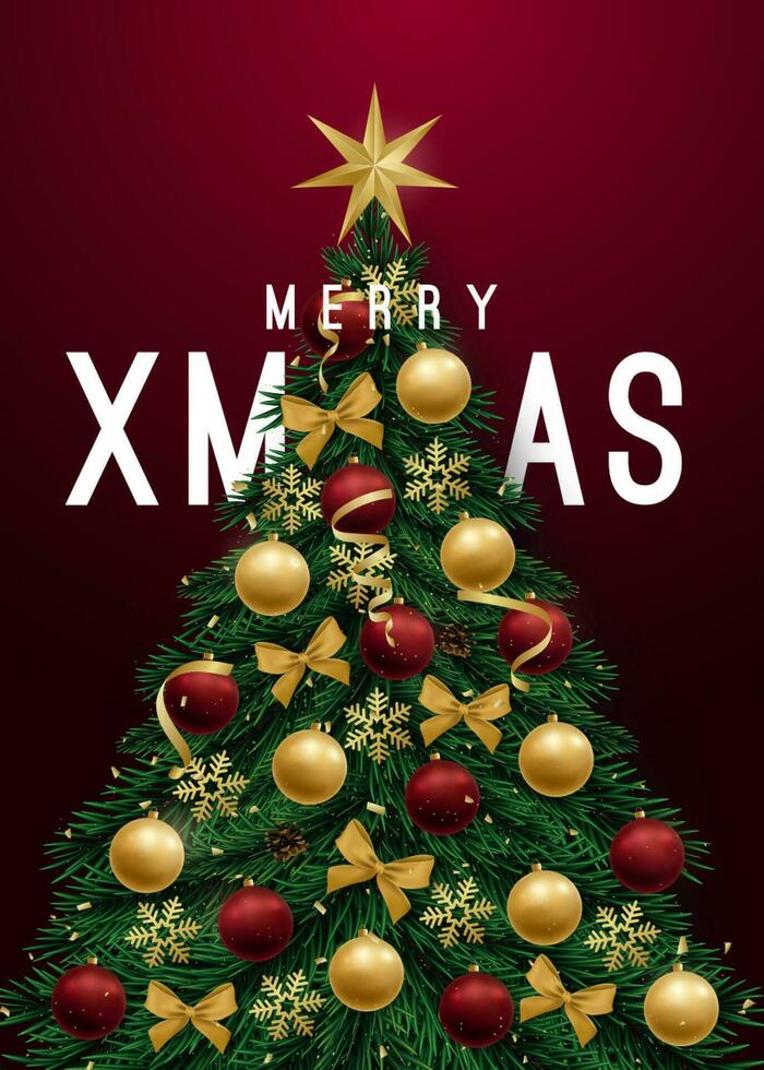 Festive Christmas tree banner. vector