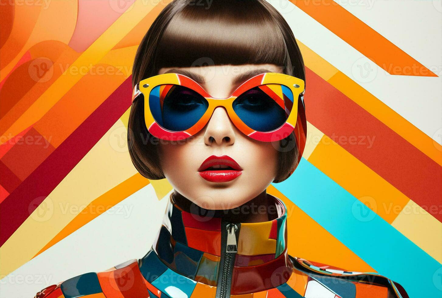 Person woman adult cosmetics model portrait red hipster fashionable sunglasses trendy makeup beauty black photo