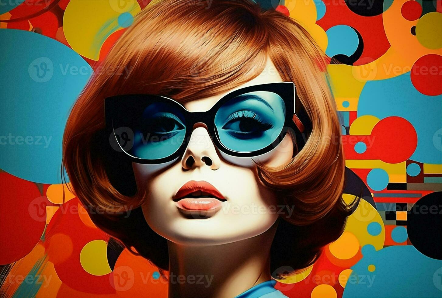 Fashionable woman model red portrait hipster trendy sunglasses lips makeup beauty holiday elegance photo