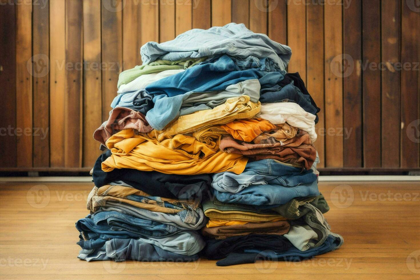 Cotton laundry stack background t-shirt dirty heap fabric blue pile cloth clean housework texture textile winter photo