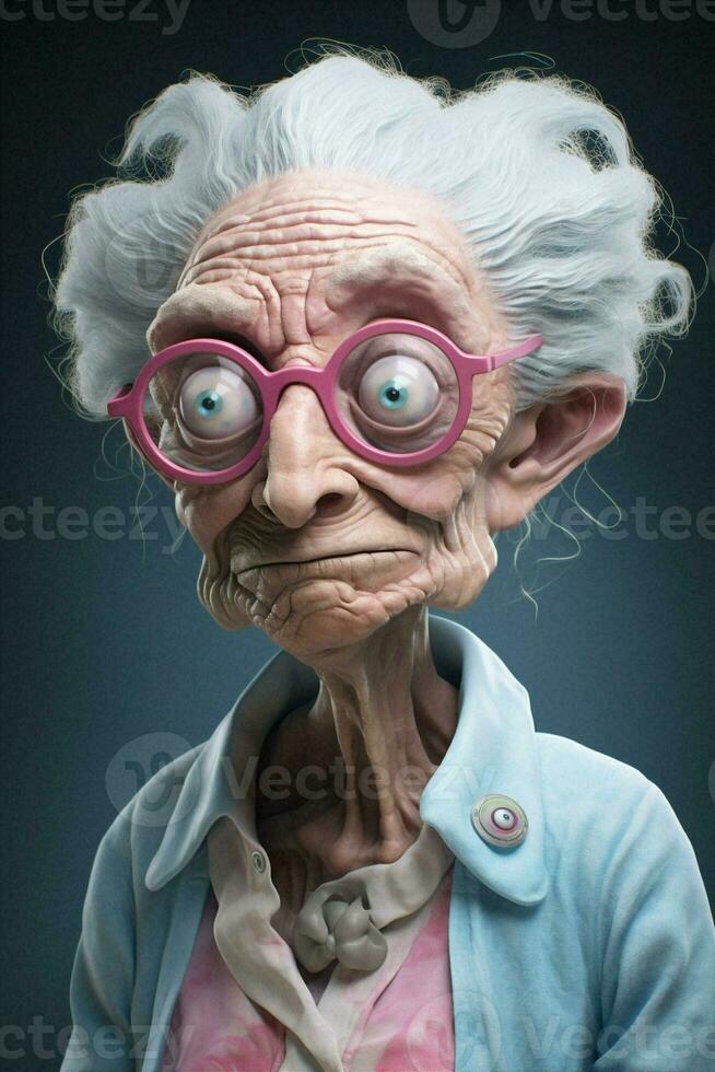 Spooky woman glasses face adult surprise open sadness portrait shock halloween old photo