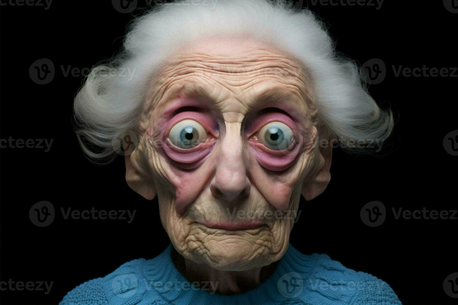 Woman spooky open adult shock halloween old portrait glasses sadness surprise photo