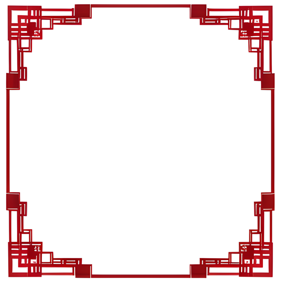 Red Border Frame Chinese Style Ai Generative png