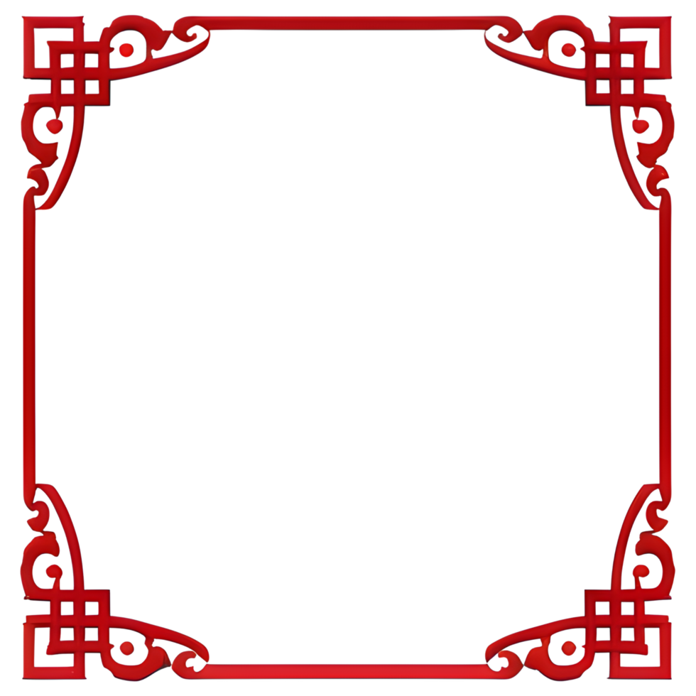 Red Border Frame Chinese Style Ai Generative png
