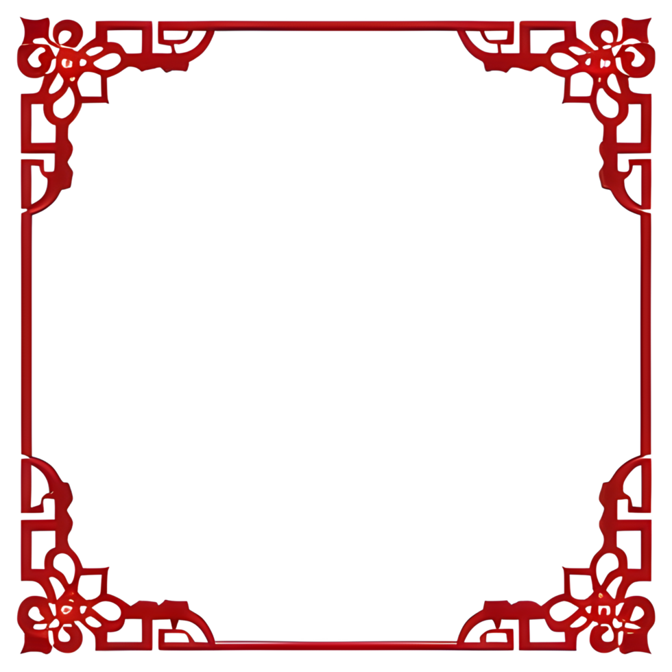 Red Border Frame Chinese Style Ai Generative png