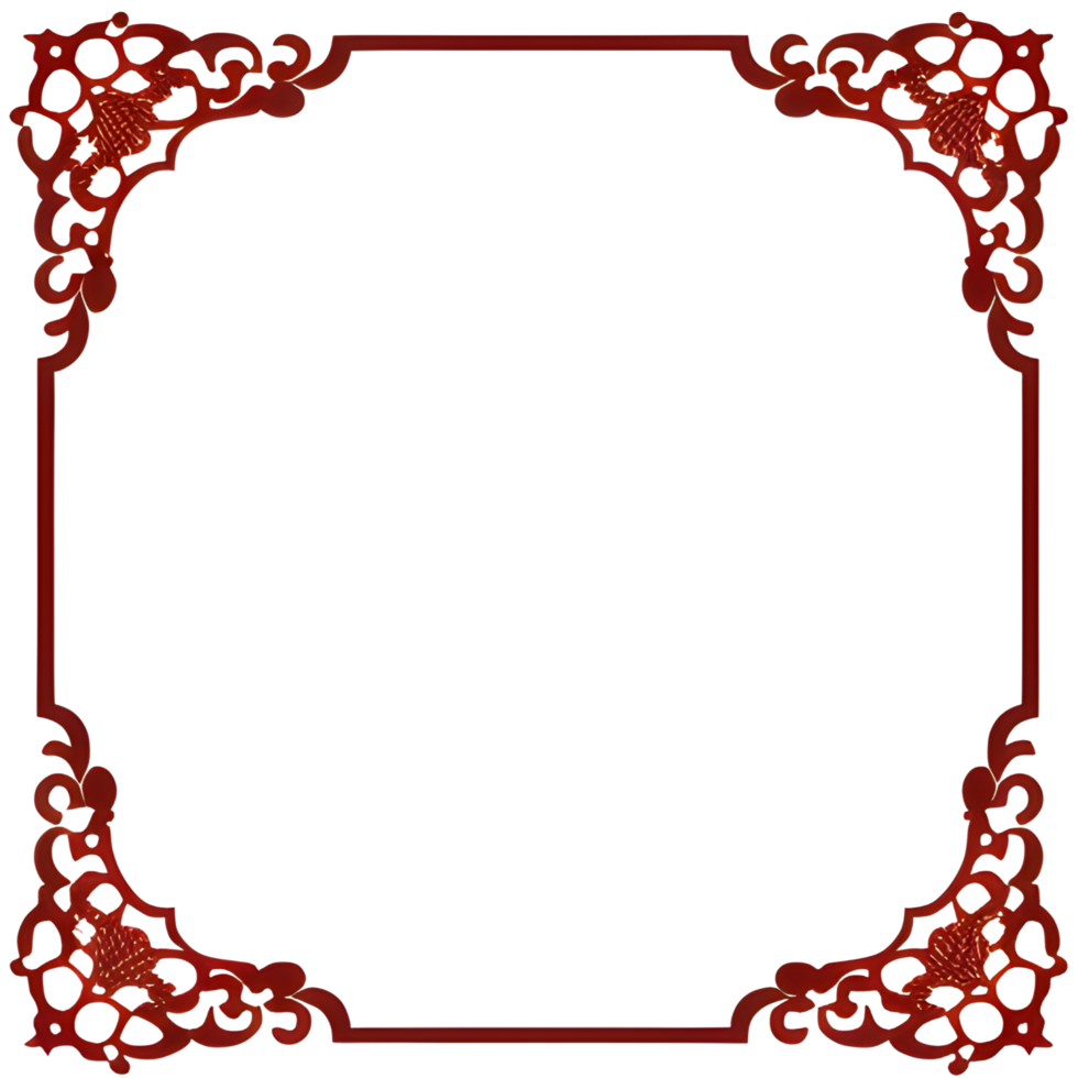 Red Border Frame Chinese Style Ai Generative png