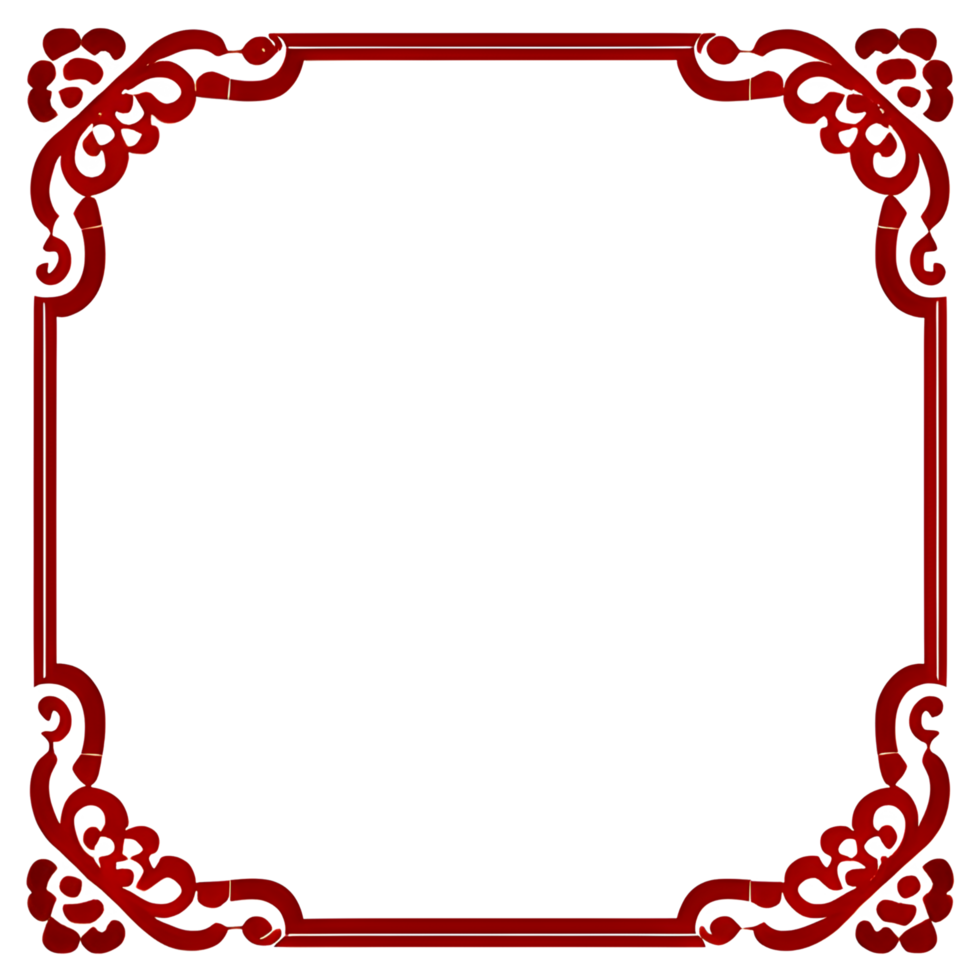 Red Border Frame Chinese Style Ai Generative png