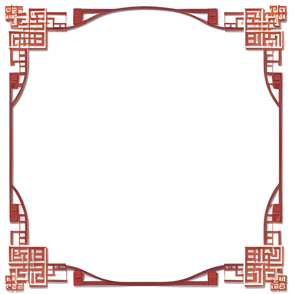 Red Border Frame Chinese Style Ai Generative png