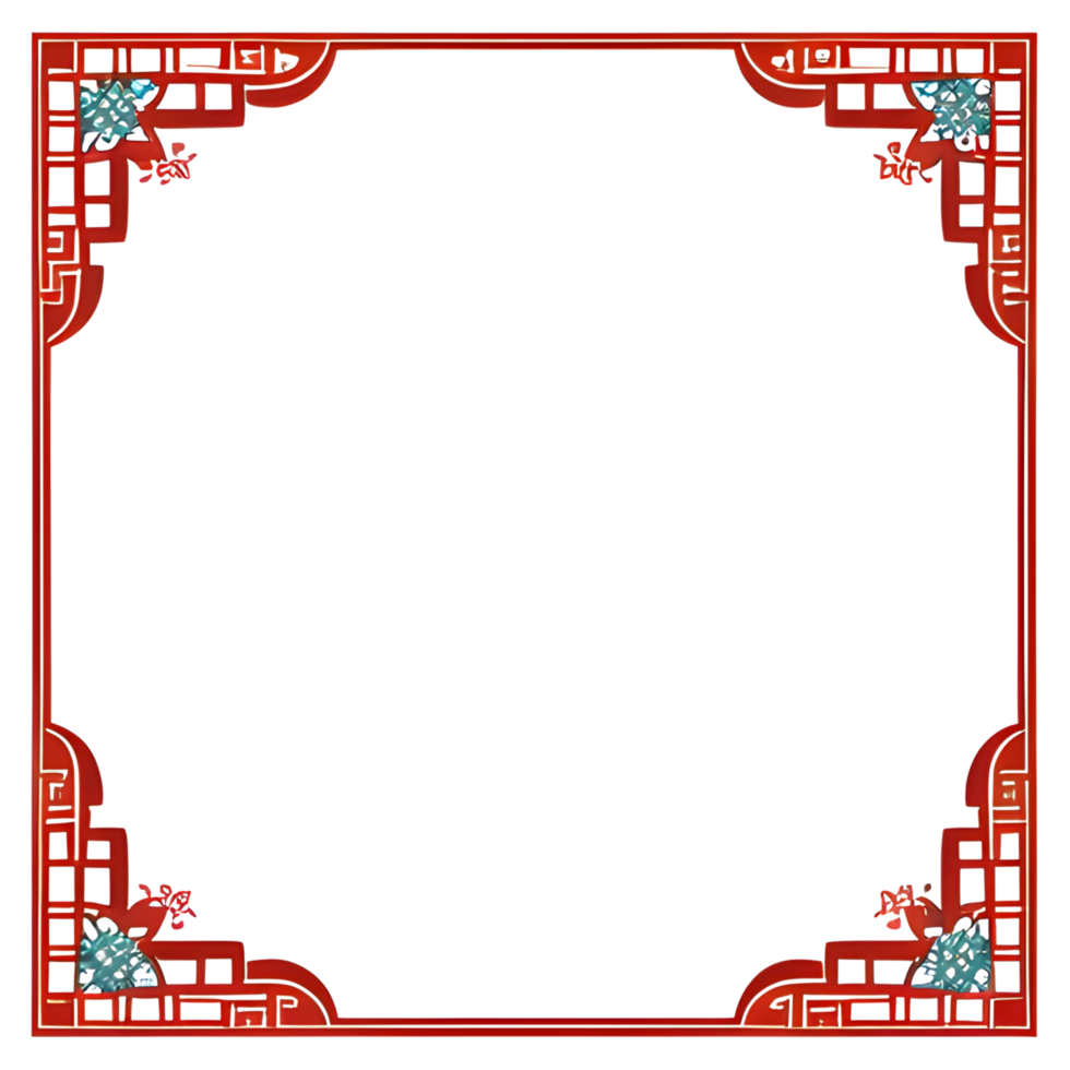 Red Border Frame Chinese Style Ai Generative png