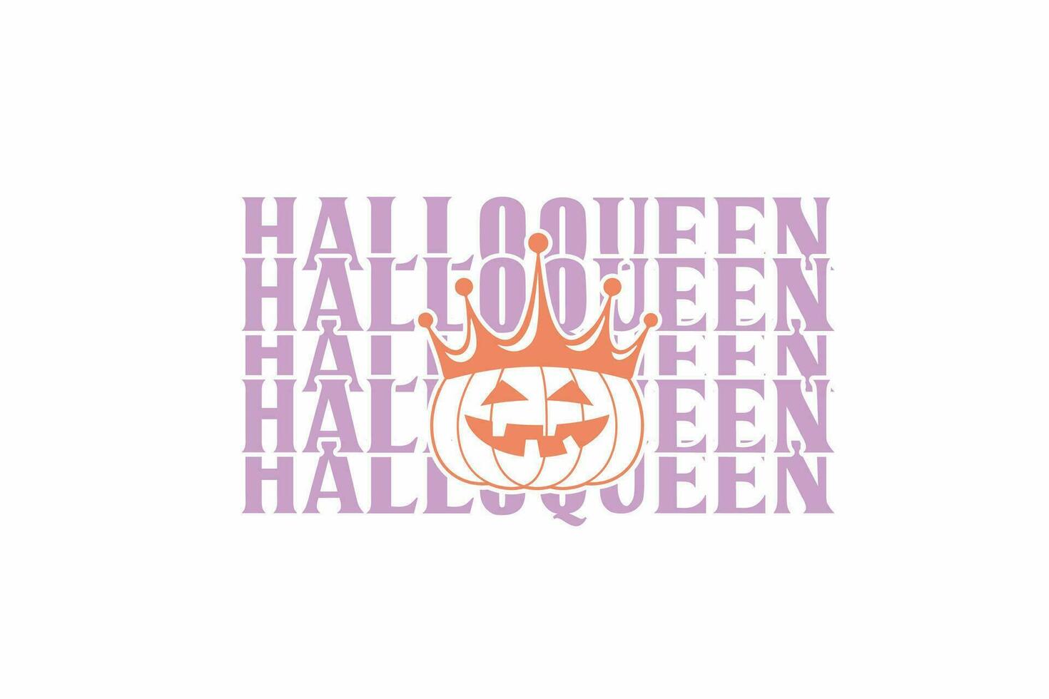 Halloqueen Retro Halloween Typography T shirt design vector