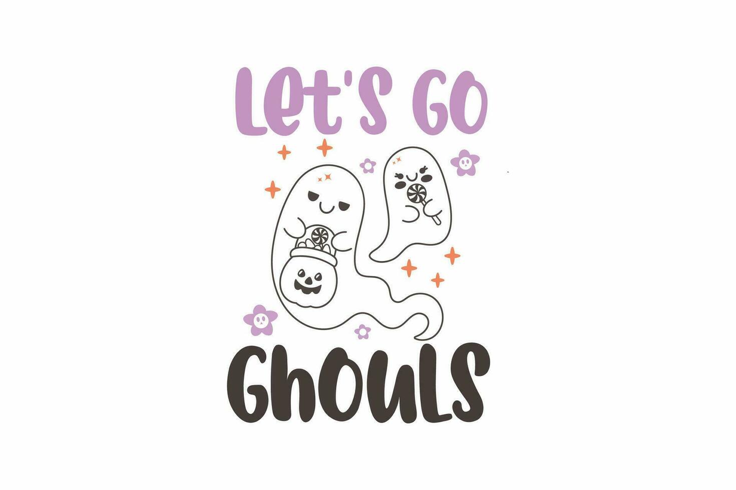 Let's go Ghouls Halloween Typography T shirt design vector