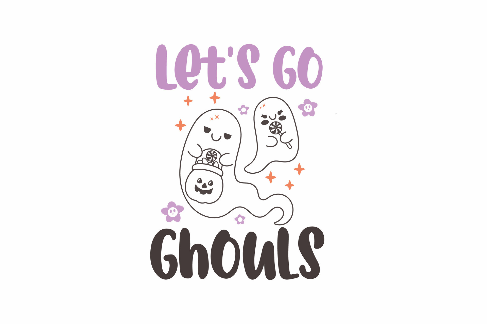 Let’s go Ghouls Halloween Typography T shirt design 27602858 Vector Art